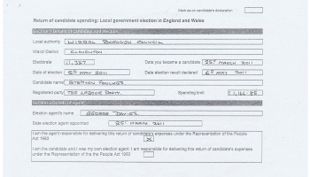 Election Expenses Steve Foulkes Page 1 Claughton Wirral Council 2011 Section 1 Details of candidate and election Section 2 details of agent
