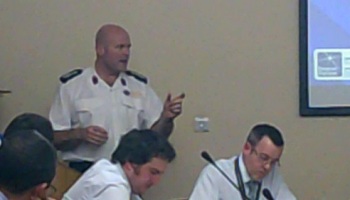 Merseyside Fire and Rescue Service's Chief Fire Officer Dan Stephens Answering Wirral's Councillors Questions About Fire Service Cuts On Wirral