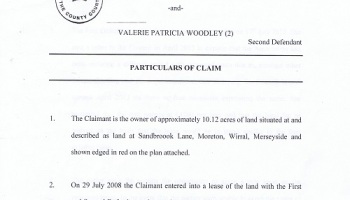 Wirral Council v Kane & Woodley Particulars of Claim page 1 of 3 thumbnail