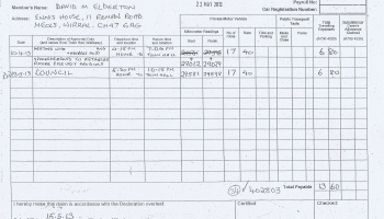 Cllr David Elderton expenses claim 2013 2014 page 1