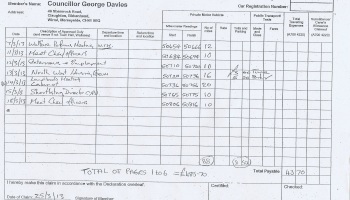 Cllr George Davies expense claim 2013 2014 page 1