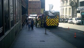 Merseyside Fire and Rescue crew in James Street, Liverpool 2nd September 2014