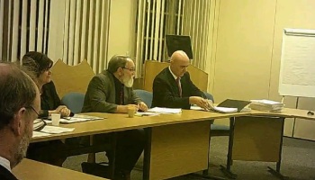 Employment and Appointments Committee 27th October 2014 Committee Room 2 L to R Cllr Gilchrist Lib Dem, Chris Hyams Head of HR, Cllr Adrian Jones Labour Chair, Andrew Mossop Committee Services and Graham Burgess outgoing Chief Executive