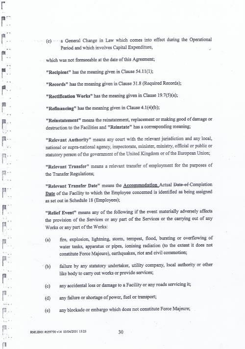 Wirral Council Wirral Schools Services Limited PFI Contract page 30 definitions