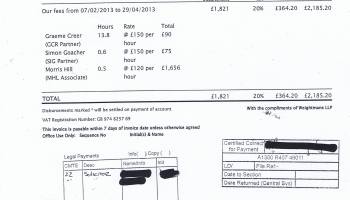 Wirral Council invoice Weightmans Â£2185.20 29th April 2013
