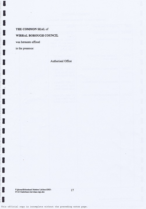 Birkenhead Market lease Birkenhead Market Limited Wirral Borough Council page 17 of 17 thumbnail