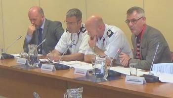 Cllr Dave Hanratty (on the right) speaking at a meeting of the Merseyside Fire and Rescue Authority 20th October 2015