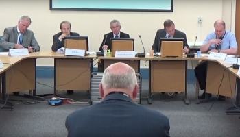 Wirral Council - Regeneration and Environment Committee Policy and Performance Committee 15th September 2015 - Councillor Chris Blakeley in the foreground explains his notice of motion on the Saughall Massie fire station